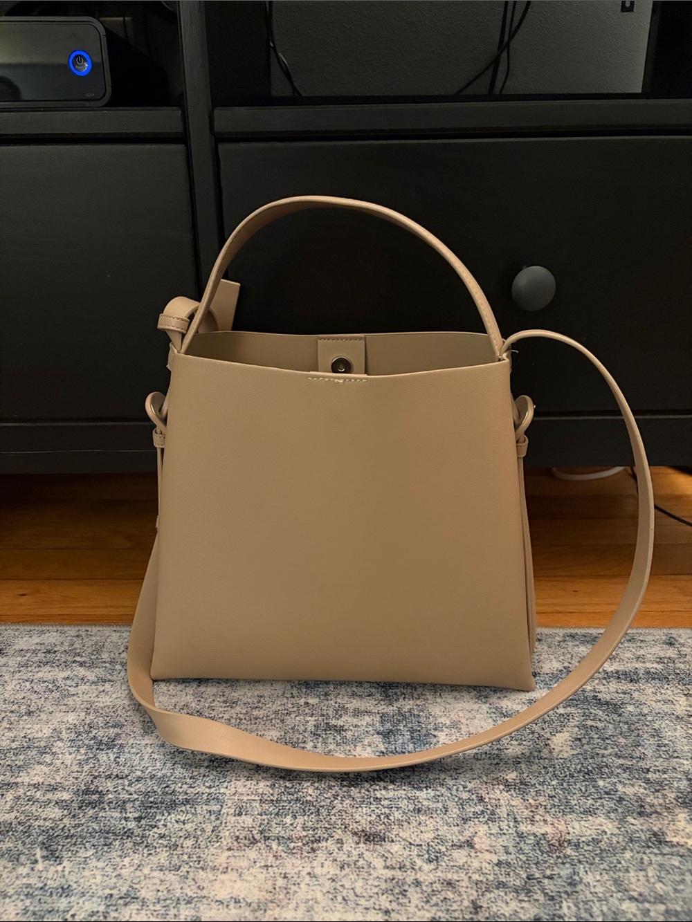 Minimal Structured Tote Bag in Beige - Women's Shoulder & Crossbody